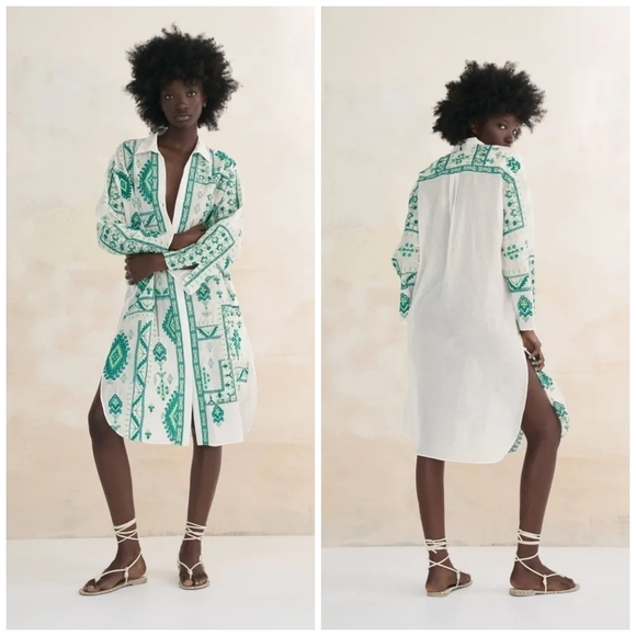 Zara Tops - Zara Embroidered Long Tunic Shirt